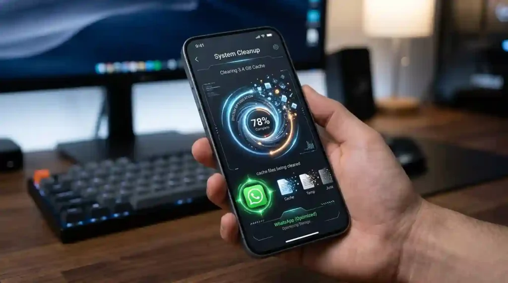 clearing WhatsApp cache on Android phone to fix missing features and improve performance