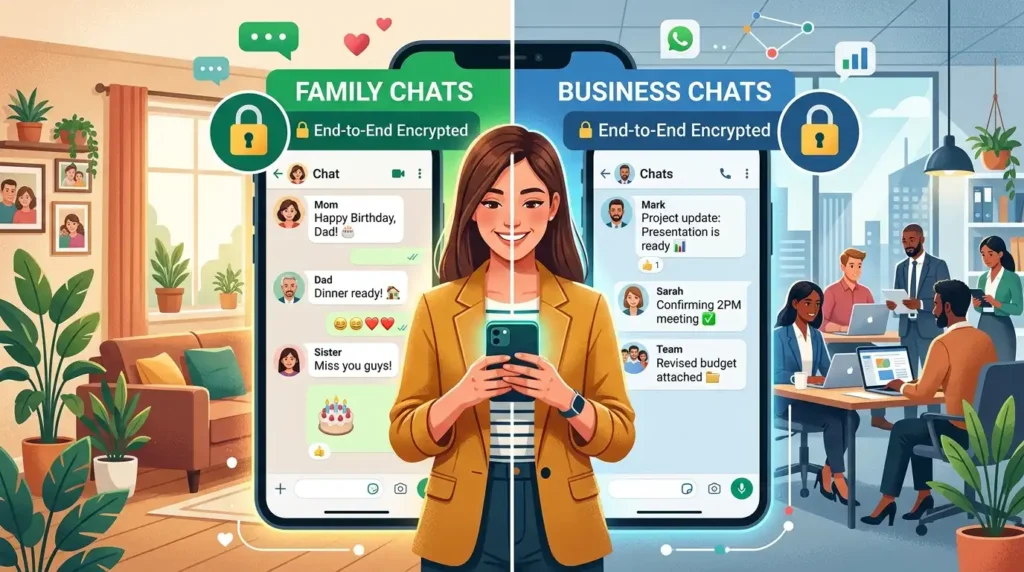How to lock a chat in WhatsApp protecting family and business conversations with secure lock icons on phone
