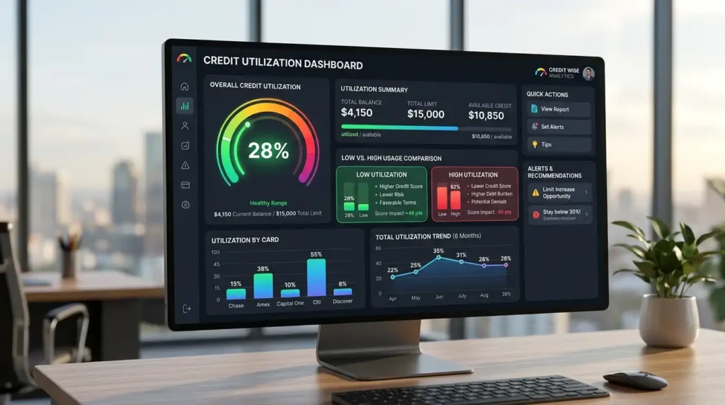 Credit utilization chart showing how credit usage affects credit scores